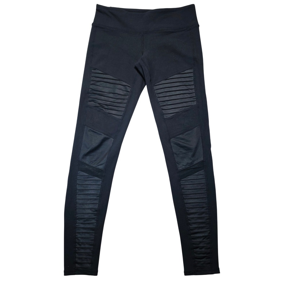 ALO Yoga Black Ribbed Panel Leggings